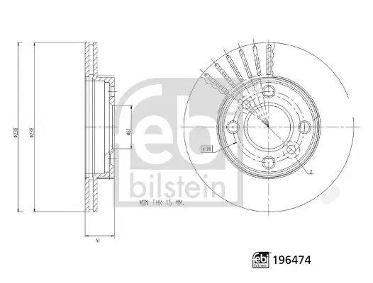 Bremsscheibe Vorderachse FEBI BILSTEIN 196474 Bild Bremsscheibe Vorderachse FEBI BILSTEIN 196474
