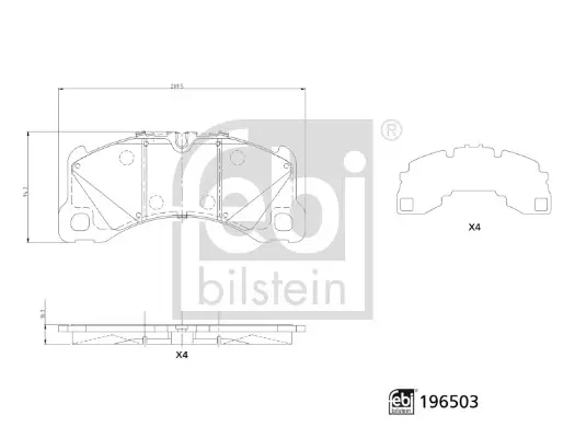 Bremsbelagsatz, Scheibenbremse Vorderachse FEBI BILSTEIN 196503 Bild Bremsbelagsatz, Scheibenbremse Vorderachse FEBI BILSTEIN 196503