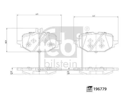 Bremsbelagsatz, Scheibenbremse Hinterachse FEBI BILSTEIN 196779 Bild Bremsbelagsatz, Scheibenbremse Hinterachse FEBI BILSTEIN 196779