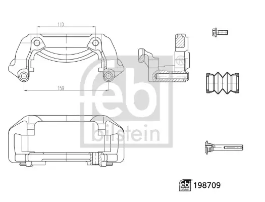 Halter, Bremssattel Vorderachse links Vorderachse rechts FEBI BILSTEIN 198709 Bild Halter, Bremssattel Vorderachse links Vorderachse rechts FEBI BILSTEIN 198709