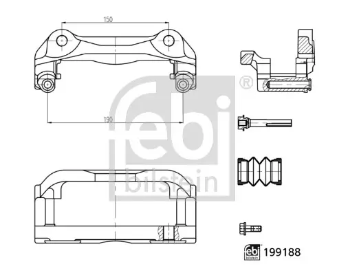 Halter, Bremssattel Vorderachse links Vorderachse rechts FEBI BILSTEIN 199188 Bild Halter, Bremssattel Vorderachse links Vorderachse rechts FEBI BILSTEIN 199188