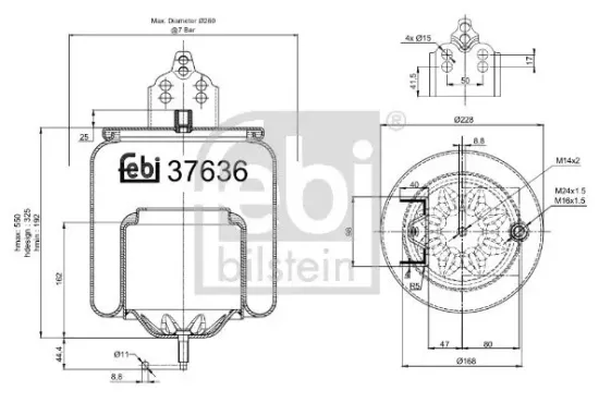 Federbalg, Luftfederung Hinterachse links Hinterachse rechts FEBI BILSTEIN 37636 Bild Federbalg, Luftfederung Hinterachse links Hinterachse rechts FEBI BILSTEIN 37636