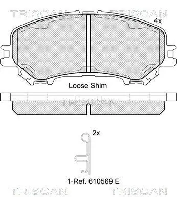 Bremsbelagsatz, Scheibenbremse Vorderachse TRISCAN 8110 14064 Bild Bremsbelagsatz, Scheibenbremse Vorderachse TRISCAN 8110 14064
