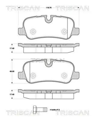 Bremsbelagsatz, Scheibenbremse Hinterachse TRISCAN 8110 17026 Bild Bremsbelagsatz, Scheibenbremse Hinterachse TRISCAN 8110 17026