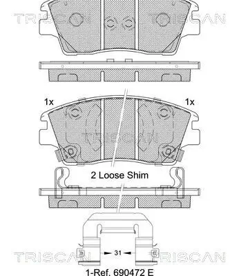 Bremsbelagsatz, Scheibenbremse Vorderachse TRISCAN 8110 43055 Bild Bremsbelagsatz, Scheibenbremse Vorderachse TRISCAN 8110 43055