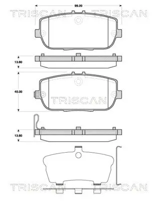 Bremsbelagsatz, Scheibenbremse Hinterachse TRISCAN 8110 50026 Bild Bremsbelagsatz, Scheibenbremse Hinterachse TRISCAN 8110 50026