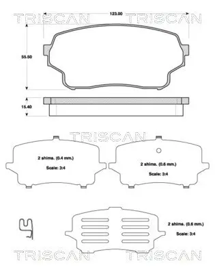 Bremsbelagsatz, Scheibenbremse Vorderachse TRISCAN 8110 69016