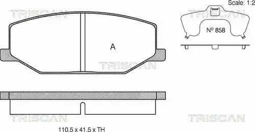 Bremsbelagsatz, Scheibenbremse Vorderachse TRISCAN 8110 69859 Bild Bremsbelagsatz, Scheibenbremse Vorderachse TRISCAN 8110 69859
