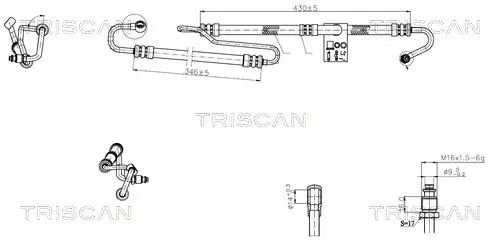 Hydraulikschlauch, Lenkung von Hydraulikpumpe nach Lenkgetriebe TRISCAN 8516 11012 Bild Hydraulikschlauch, Lenkung von Hydraulikpumpe nach Lenkgetriebe TRISCAN 8516 11012
