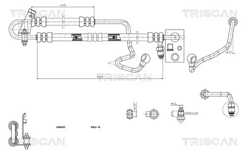 Hydraulikschlauch, Lenkung von Hydraulikpumpe nach Lenkgetriebe TRISCAN 8516 11013 Bild Hydraulikschlauch, Lenkung von Hydraulikpumpe nach Lenkgetriebe TRISCAN 8516 11013