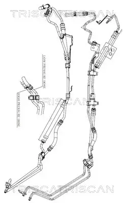 Hydraulikschlauch, Lenkung von Hydraulikpumpe nach Lenkgetriebe von Lenkgetriebe nach Ausgleichsbehälter TRISCAN 8516 16038