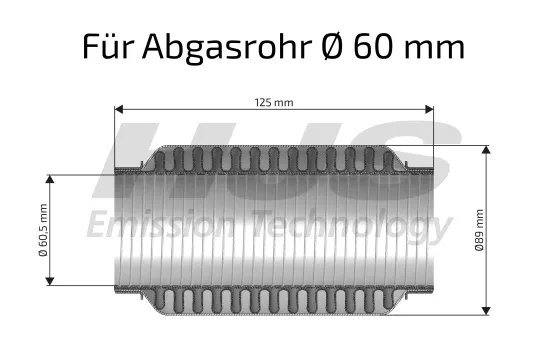 Flexrohr, Abgasanlage vorne HJS 83 00 8334 Bild Flexrohr, Abgasanlage vorne HJS 83 00 8334