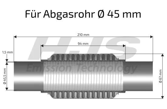 Flexrohr, Abgasanlage vorne HJS 83 00 8409 Bild Flexrohr, Abgasanlage vorne HJS 83 00 8409