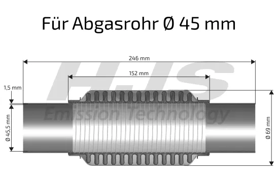 Flexrohr, Abgasanlage vorne HJS 83 00 8417 Bild Flexrohr, Abgasanlage vorne HJS 83 00 8417