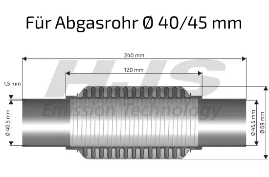 Flexrohr, Abgasanlage vorne HJS 83 00 8419 Bild Flexrohr, Abgasanlage vorne HJS 83 00 8419