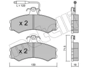 Bremsbelagsatz, Scheibenbremse Vorderachse METELLI 22-0031-0