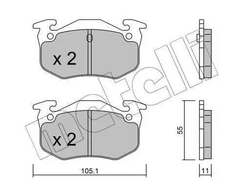 Bremsbelagsatz, Scheibenbremse Hinterachse METELLI 22-0038-0 Bild Bremsbelagsatz, Scheibenbremse Hinterachse METELLI 22-0038-0