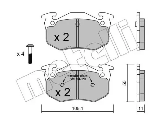 Bremsbelagsatz, Scheibenbremse Hinterachse METELLI 22-0038-1