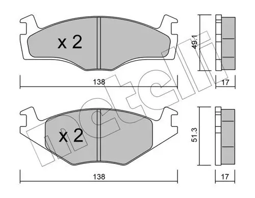 Bremsbelagsatz, Scheibenbremse Vorderachse METELLI 22-0045-2