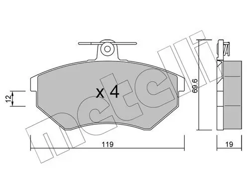 Bremsbelagsatz, Scheibenbremse Vorderachse METELLI 22-0050-2 Bild Bremsbelagsatz, Scheibenbremse Vorderachse METELLI 22-0050-2