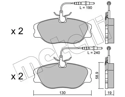 Bremsbelagsatz, Scheibenbremse Vorderachse METELLI 22-0072-3