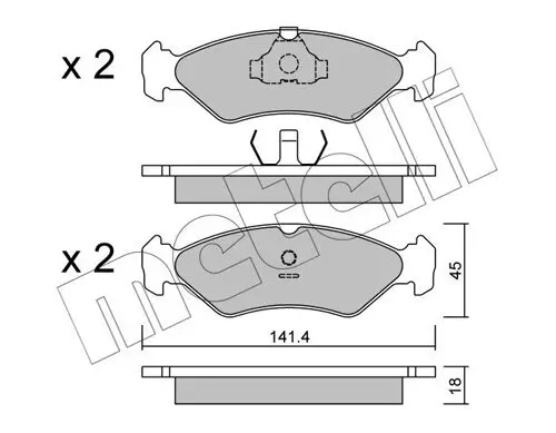 Bremsbelagsatz, Scheibenbremse Vorderachse METELLI 22-0073-0