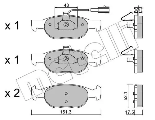 Bremsbelagsatz, Scheibenbremse Vorderachse METELLI 22-0079-0