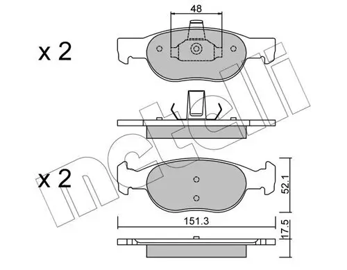 Bremsbelagsatz, Scheibenbremse Vorderachse METELLI 22-0079-2