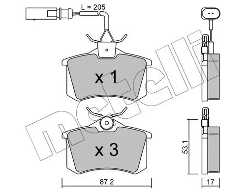 Bremsbelagsatz, Scheibenbremse Hinterachse METELLI 22-0100-3 Bild Bremsbelagsatz, Scheibenbremse Hinterachse METELLI 22-0100-3