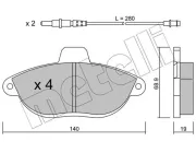 Bremsbelagsatz, Scheibenbremse Vorderachse METELLI 22-0105-0