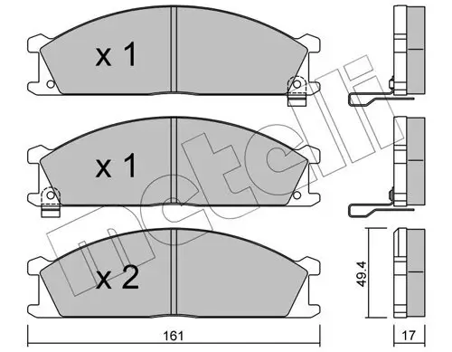 Bremsbelagsatz, Scheibenbremse Vorderachse METELLI 22-0107-1 Bild Bremsbelagsatz, Scheibenbremse Vorderachse METELLI 22-0107-1