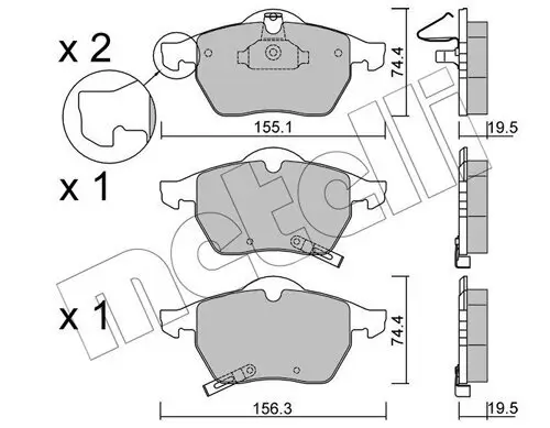 Bremsbelagsatz, Scheibenbremse Vorderachse METELLI 22-0118-1