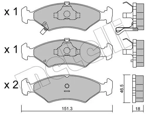 Bremsbelagsatz, Scheibenbremse Vorderachse METELLI 22-0127-0