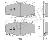 Bremsbelagsatz, Scheibenbremse Vorderachse METELLI 22-0129-1