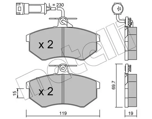 Bremsbelagsatz, Scheibenbremse Vorderachse METELLI 22-0148-1