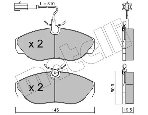 Bremsbelagsatz, Scheibenbremse Vorderachse METELLI 22-0154-1 Bild Bremsbelagsatz, Scheibenbremse Vorderachse METELLI 22-0154-1