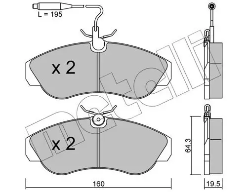 Bremsbelagsatz, Scheibenbremse Vorderachse METELLI 22-0155-0