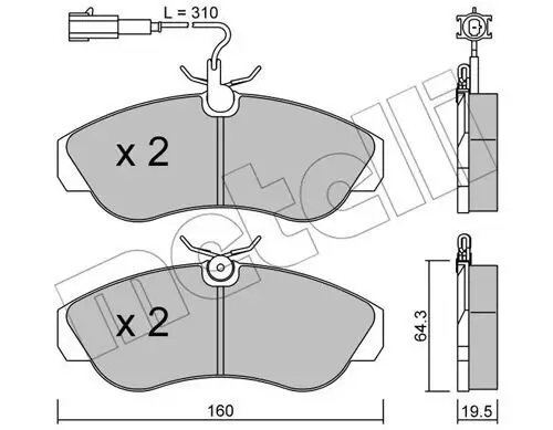 Bremsbelagsatz, Scheibenbremse Vorderachse METELLI 22-0155-1 Bild Bremsbelagsatz, Scheibenbremse Vorderachse METELLI 22-0155-1