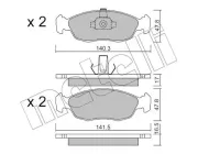 Bremsbelagsatz, Scheibenbremse Vorderachse METELLI 22-0156-1