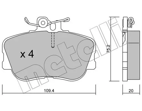 Bremsbelagsatz, Scheibenbremse Vorderachse METELLI 22-0158-0 Bild Bremsbelagsatz, Scheibenbremse Vorderachse METELLI 22-0158-0