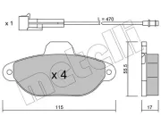 Bremsbelagsatz, Scheibenbremse Vorderachse METELLI 22-0159-0