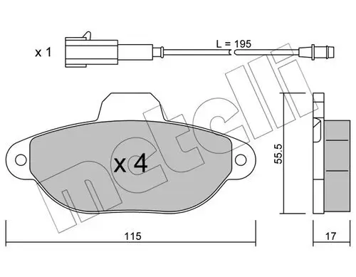 Bremsbelagsatz, Scheibenbremse Vorderachse METELLI 22-0159-2 Bild Bremsbelagsatz, Scheibenbremse Vorderachse METELLI 22-0159-2