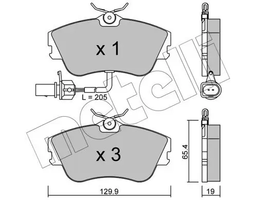 Bremsbelagsatz, Scheibenbremse Vorderachse METELLI 22-0164-1 Bild Bremsbelagsatz, Scheibenbremse Vorderachse METELLI 22-0164-1