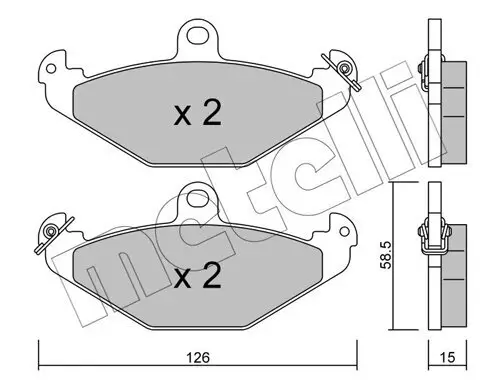 Bremsbelagsatz, Scheibenbremse Hinterachse METELLI 22-0165-0