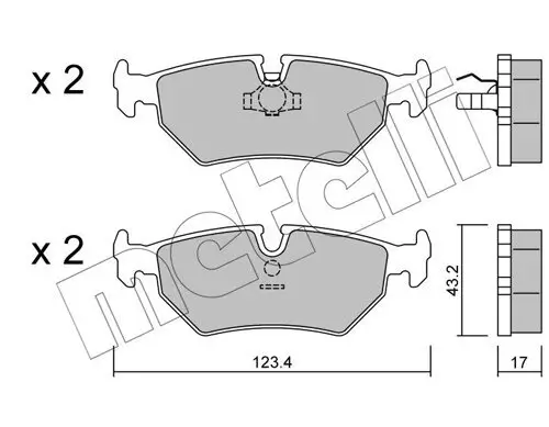 Bremsbelagsatz, Scheibenbremse Hinterachse METELLI 22-0178-0 Bild Bremsbelagsatz, Scheibenbremse Hinterachse METELLI 22-0178-0