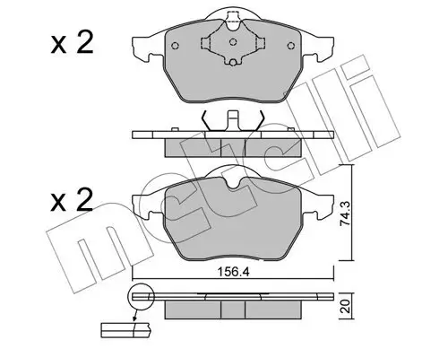 Bremsbelagsatz, Scheibenbremse Vorderachse METELLI 22-0181-2
