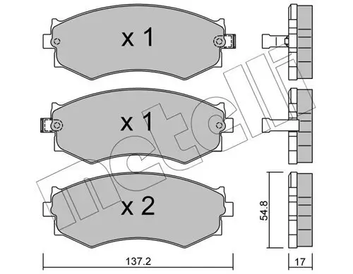 Bremsbelagsatz, Scheibenbremse Vorderachse METELLI 22-0190-1 Bild Bremsbelagsatz, Scheibenbremse Vorderachse METELLI 22-0190-1