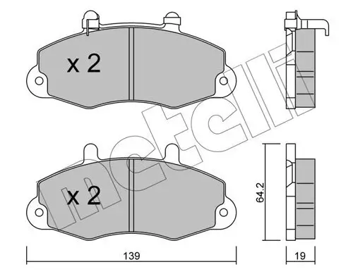 Bremsbelagsatz, Scheibenbremse Vorderachse METELLI 22-0194-1 Bild Bremsbelagsatz, Scheibenbremse Vorderachse METELLI 22-0194-1