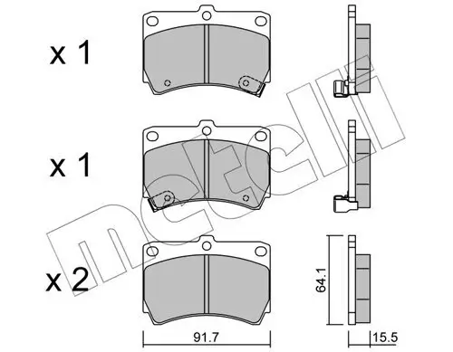 Bremsbelagsatz, Scheibenbremse Vorderachse METELLI 22-0196-0