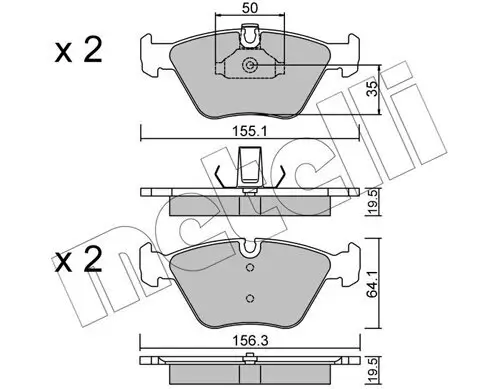 Bremsbelagsatz, Scheibenbremse Vorderachse METELLI 22-0207-0 Bild Bremsbelagsatz, Scheibenbremse Vorderachse METELLI 22-0207-0